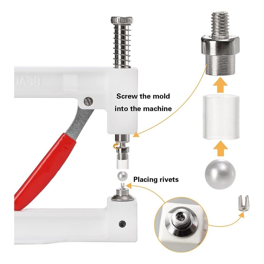 Setting Machine, Bead Rivet Fixing Machine, 5 Sizes, Hand Press Setting6841