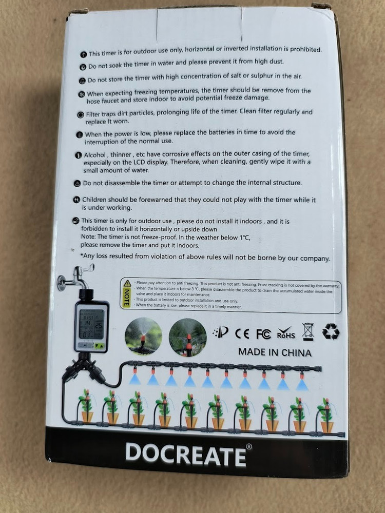 Docreate Rain Sensor Irrigation Timer, New In Box.
