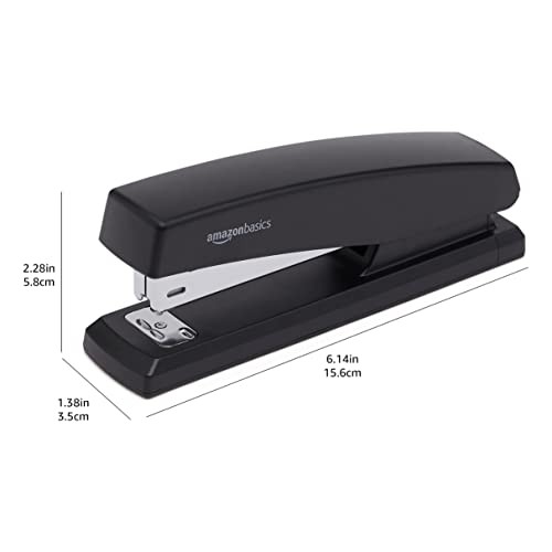Amazon Basics Desktop Office Stapler, Lightweight, 25 Sheet 3-Pack, Black