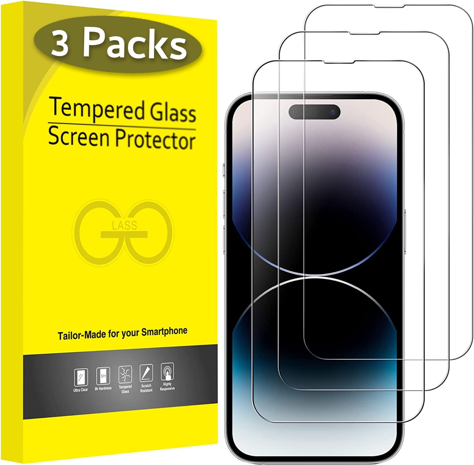 3X Tempered Glass Screen Protector For iPhone 15 14 13 12 11 Pro Max X XR 6 7 8