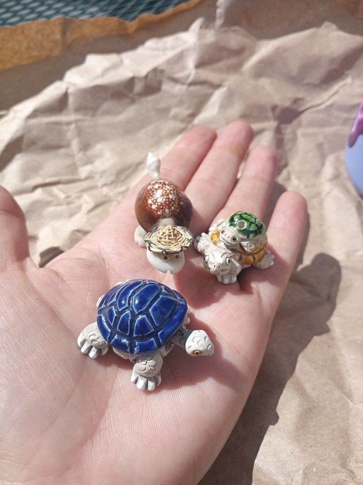 Handcrafted Ceramic Miniature Turtle Figurines