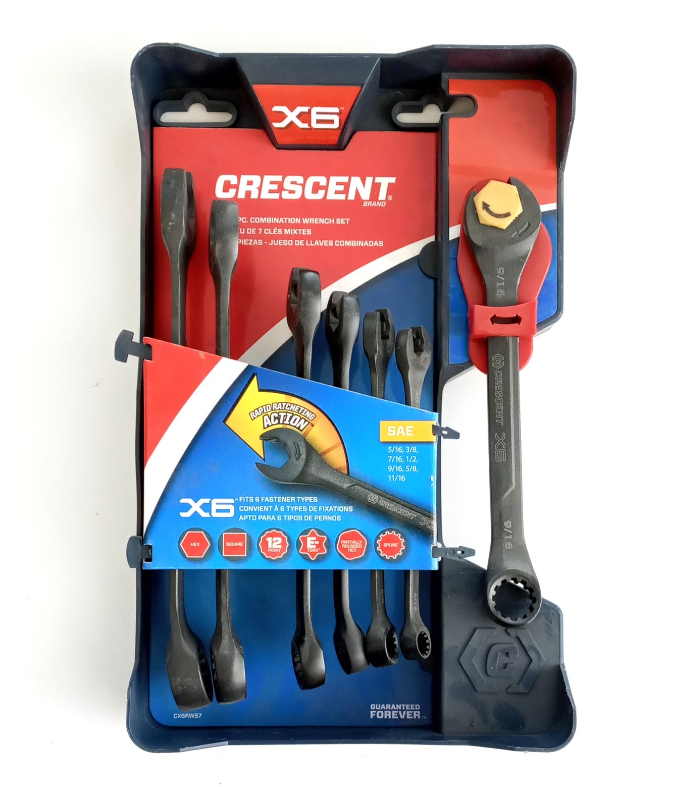 Crescent X6 SAE Combination Wrench Set 7pc CX6RWS7