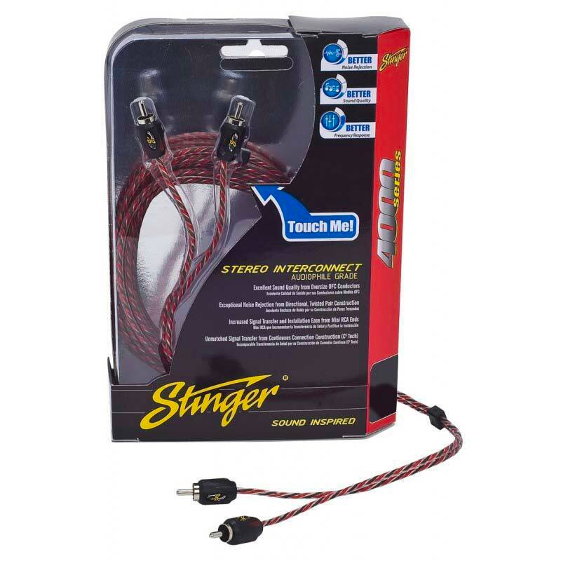 STINGER SI4215 2-CHANNEL DIRECTIONAL TWISTED PAIR RCA INTERCONNECT CABLE 15 FT