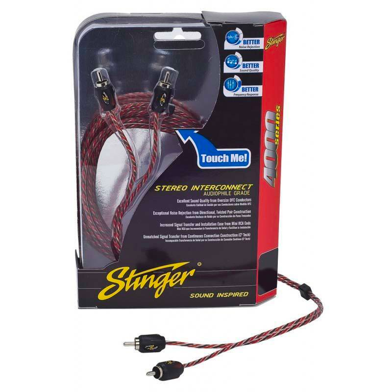 STINGER SI4215 2-CHANNEL DIRECTIONAL TWISTED PAIR RCA INTERCONNECT CABLE 15 FT