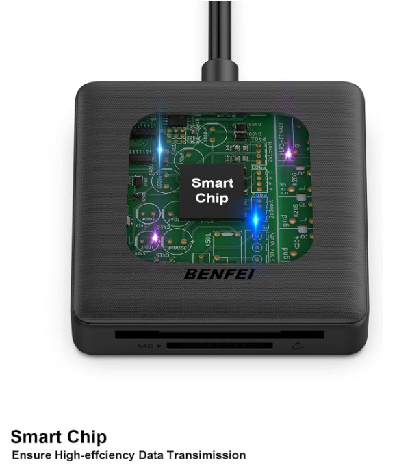 Memory Card Reader, 4In1 USB 3.0 and USB-C to SD Micro SD MS CF Card Reader