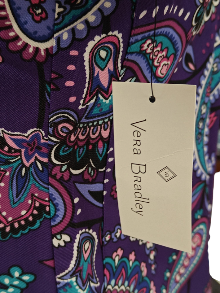 Vera Bradley Halo V6117 MAK Makani Paisley Blackberry V-Neck Print Scrub Top