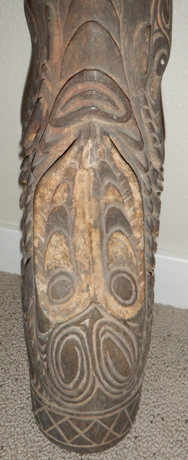 Moramba Village Papua New Guinea Wooden Crocodile Flute, 26" tall