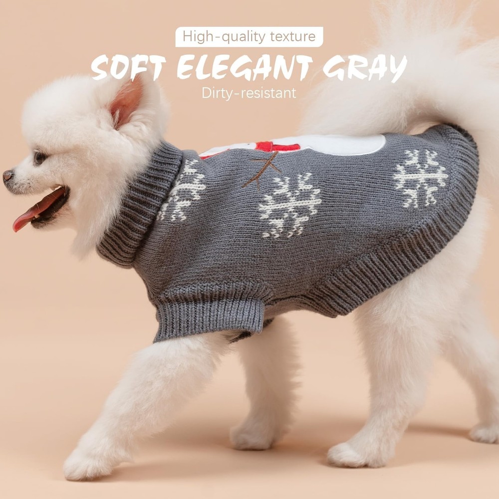 BINGPET Dog Sweater,Turtleneck Thick Pullover Small Small, Grey