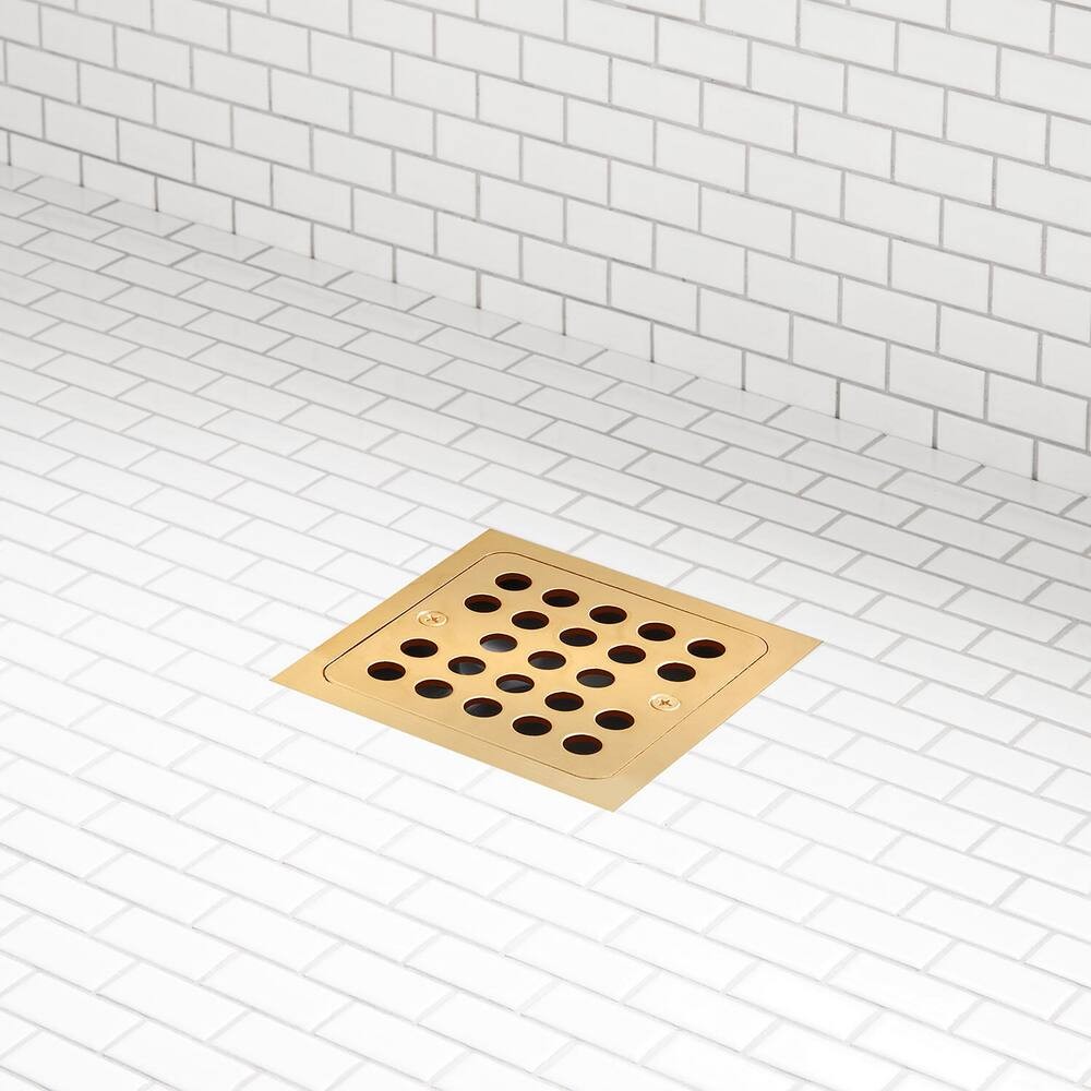Menlo Square Shower Drain - Brushed Gold