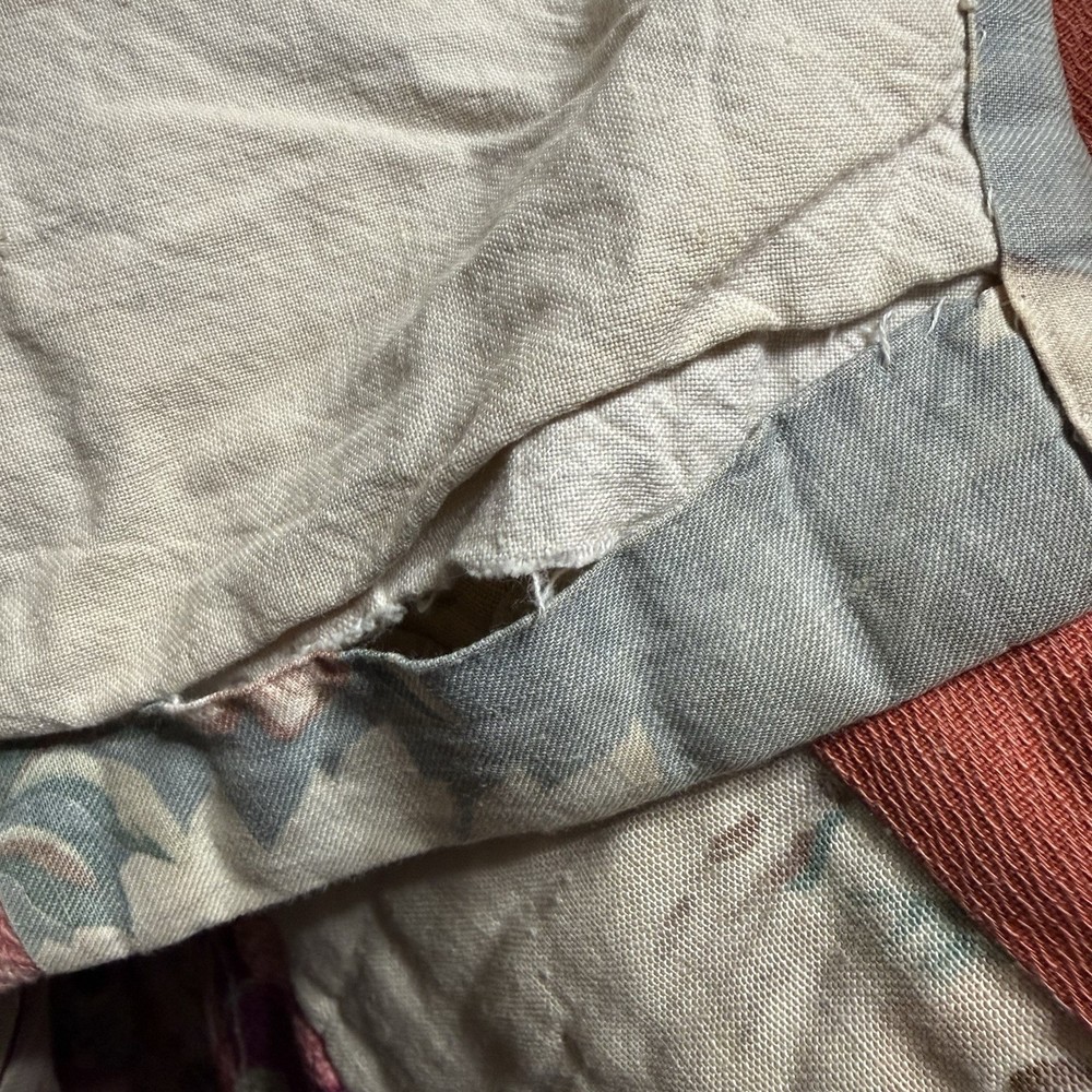 Vintage Handmade Patchwork Quilt Multi-Fabric Rustic Craft Textile