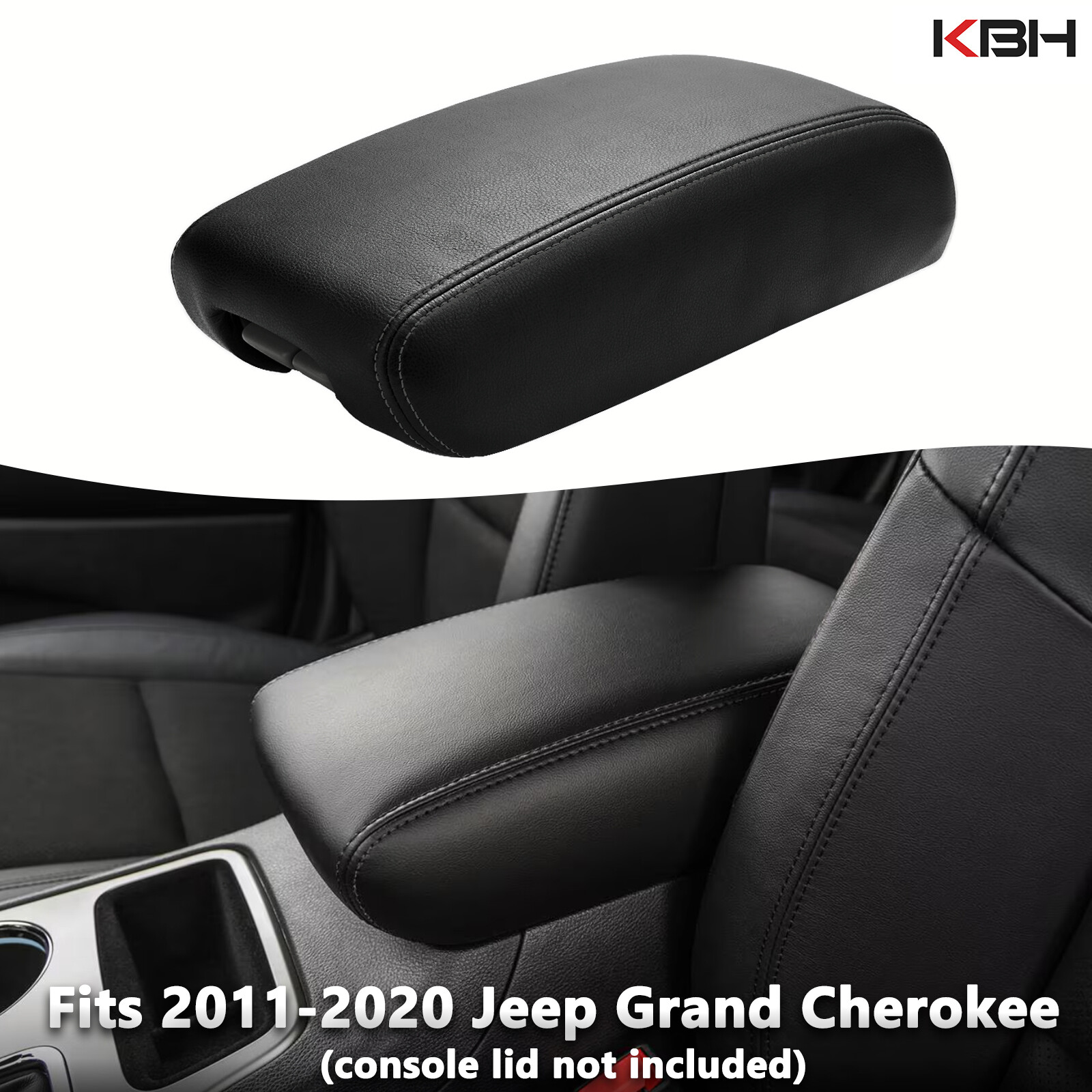 Fit 2011-2020 Jeep Grand Cherokee Leather Center Console Lid Armrest Cover Black