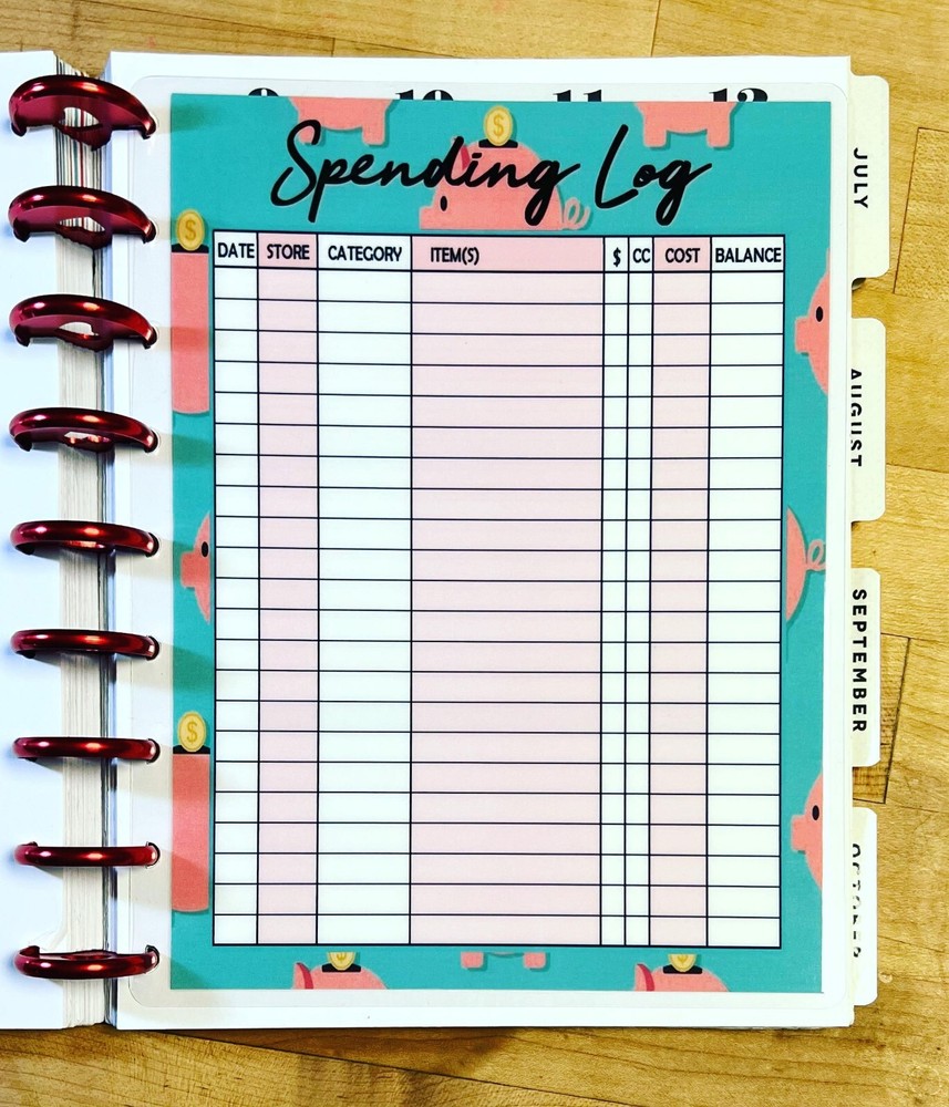 Spending Log Dashboard Insert for use with a Classic HAPPY Planner-