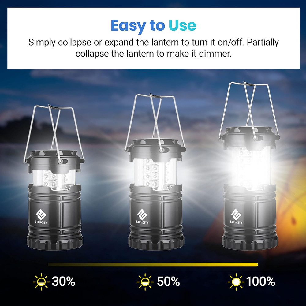 Camping Lanterns for Power Outages 4 Pack, Flashlight for Camping Essentials,...