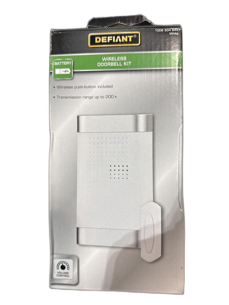 Defiant Wireless Battery Operated Doorbell Kit with Wireless Push Button