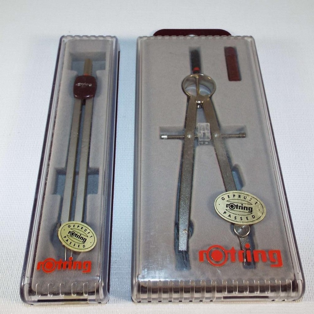 2 Vintage Rotring Drafting Technical Drawing Compass Protractor Tools GERMANY