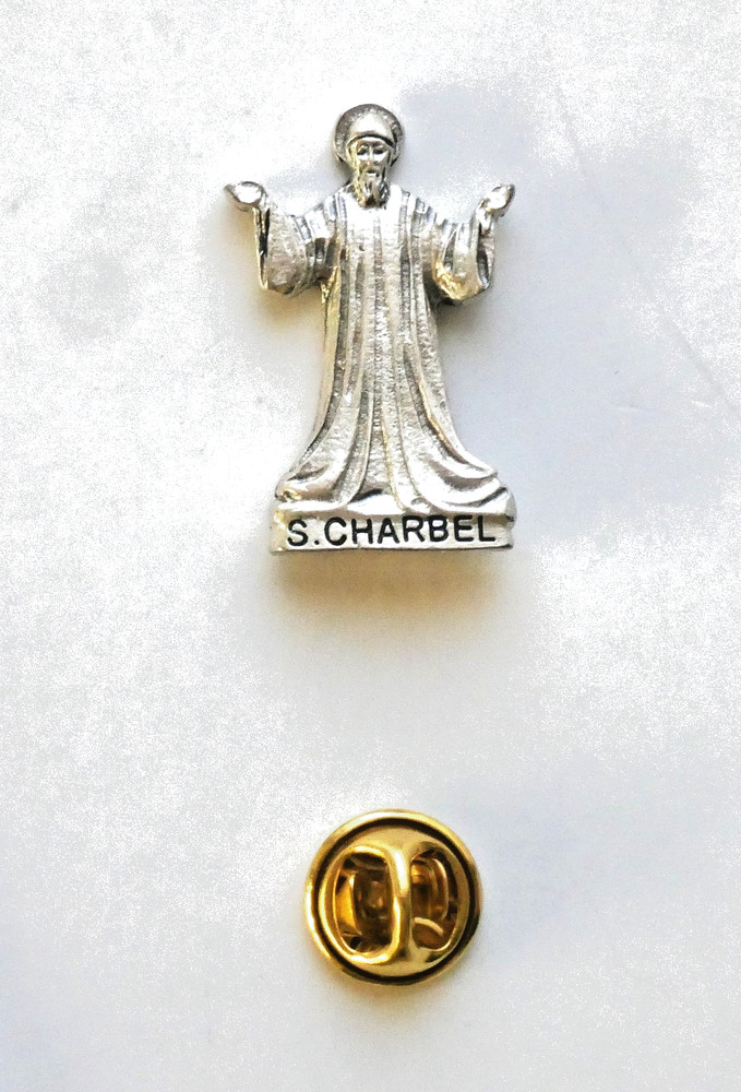 Saint Charbel Silver Tone Lapel Pin