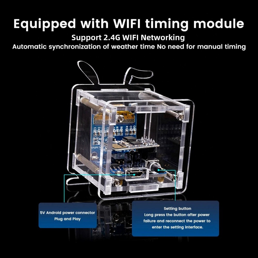 DIY electronic clock kit supports three interfaces displaying real-time time