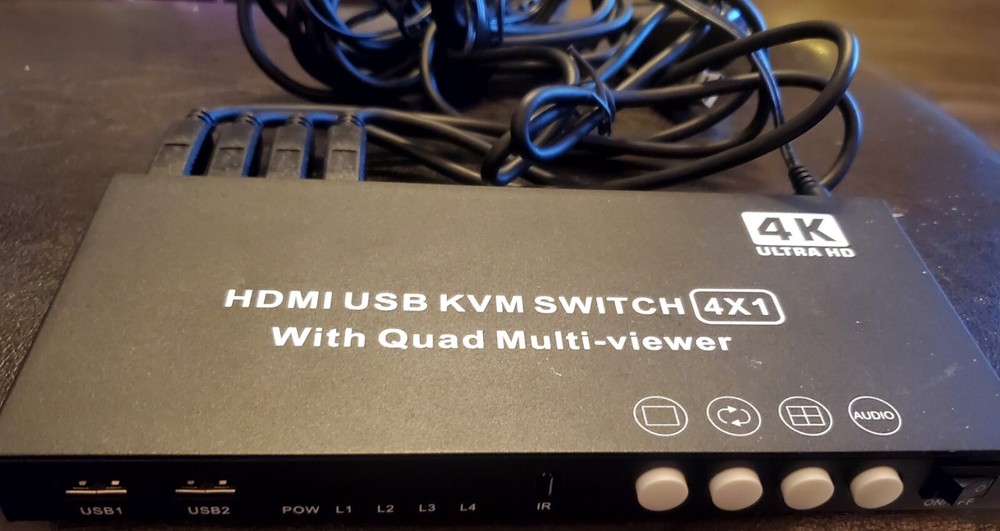 HDMI USB KVM Switch 4x1 Quad Multi Viewer