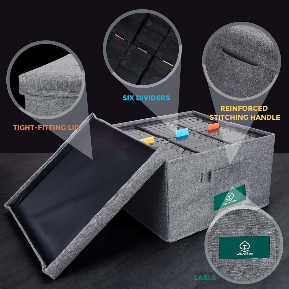 TWAVETREE VHS Storage Box with Lid, Practical Case with Index Labels, 14.4 x 13.