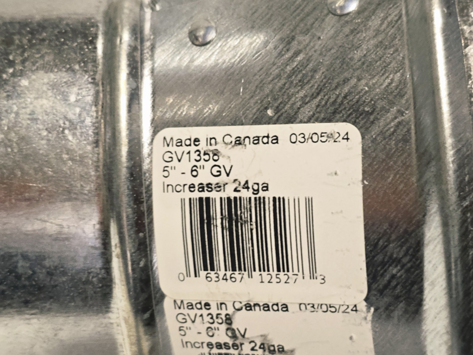 Imperial GV1358 Galvanized 24 ga. Steel Furnace Pipe INCREASER 5"-6" Dia.