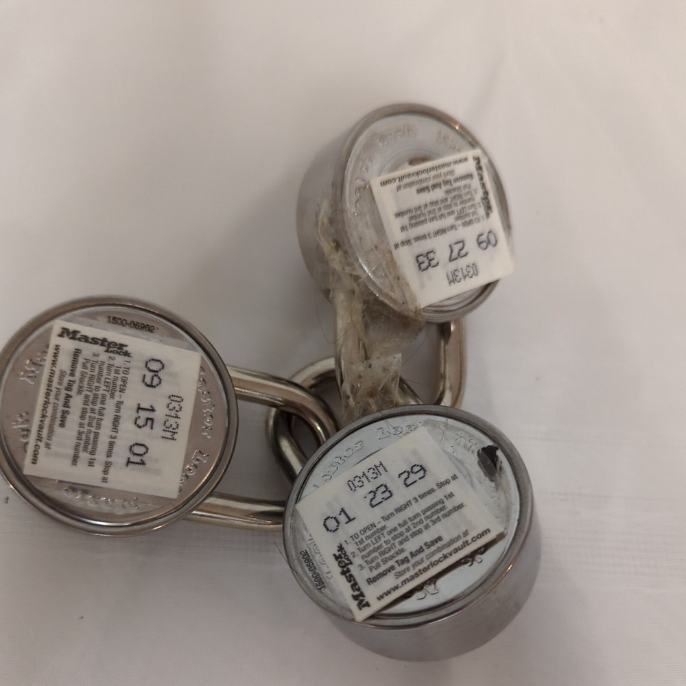 Three Master Black Dial Combination Locks Round