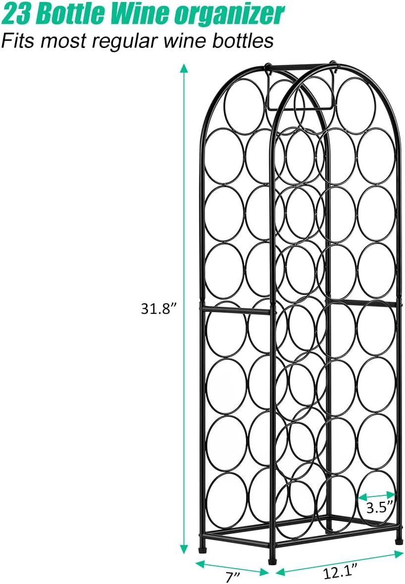 23 Bottles Arched Freestanding Floor Metal Wine Rack Wine Bottle Holders Stand