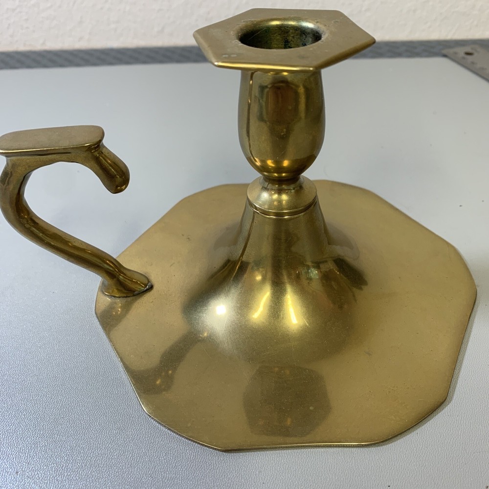 Solid Brass Candleholder with Handle made in Thailand Nice Handle design
