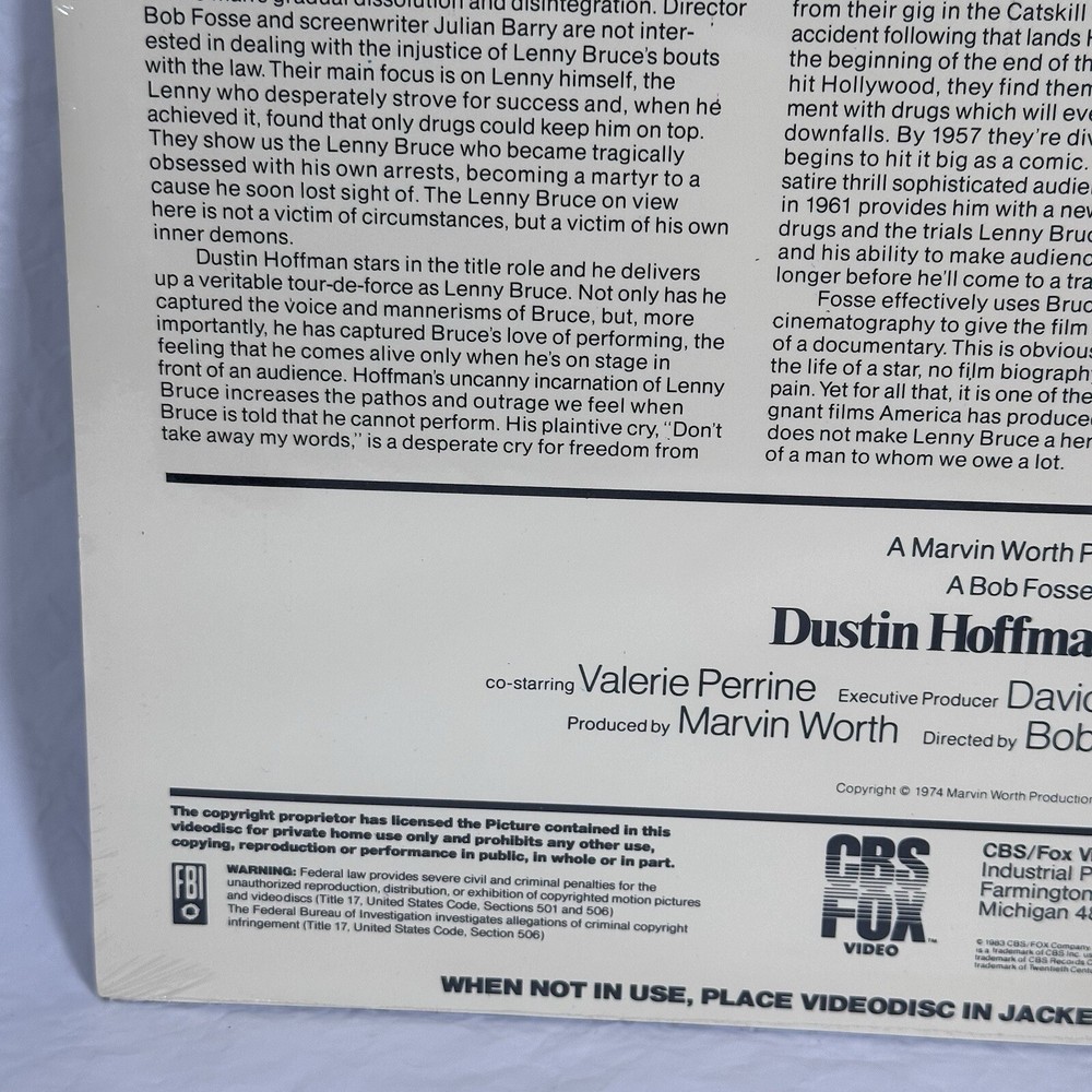 LENNY laserdisc LD DUSTIN HOFFMAN CBS FOX Sealed