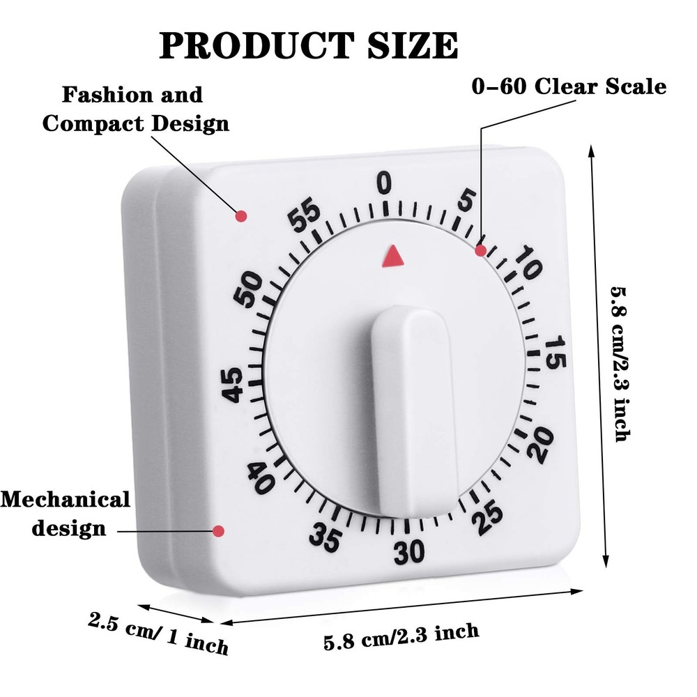2 Pieces 60 Minute Visual Kitchen Timer Hour Mini Countdown Mechanical Timer