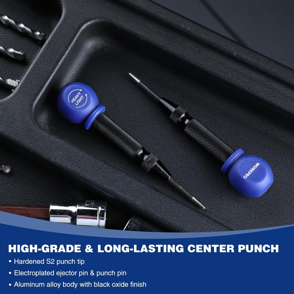 WORKPRO 5" Automatic Center Punch Adjustable Spring Loaded Center Punch forMetal