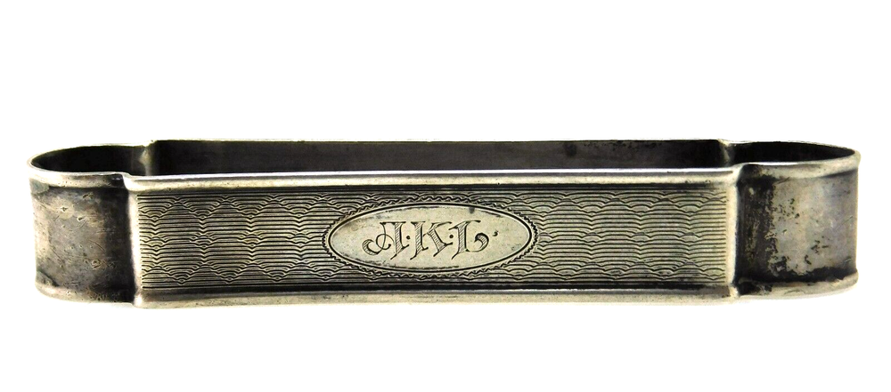 Art Deco Patterned 925 Sterling Silver Long Napkin Ring
