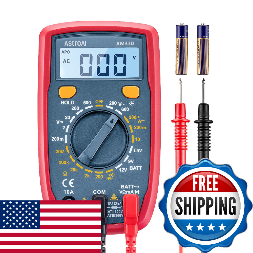 AstroAI Digital Multimeter Tester: DC/AC Voltmeter, Ohm, Volt - 2000 Counts