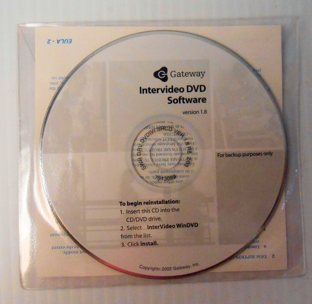 Gateway Intervideo DVD Software Version 1.8 CD Disc Factory Sealed!