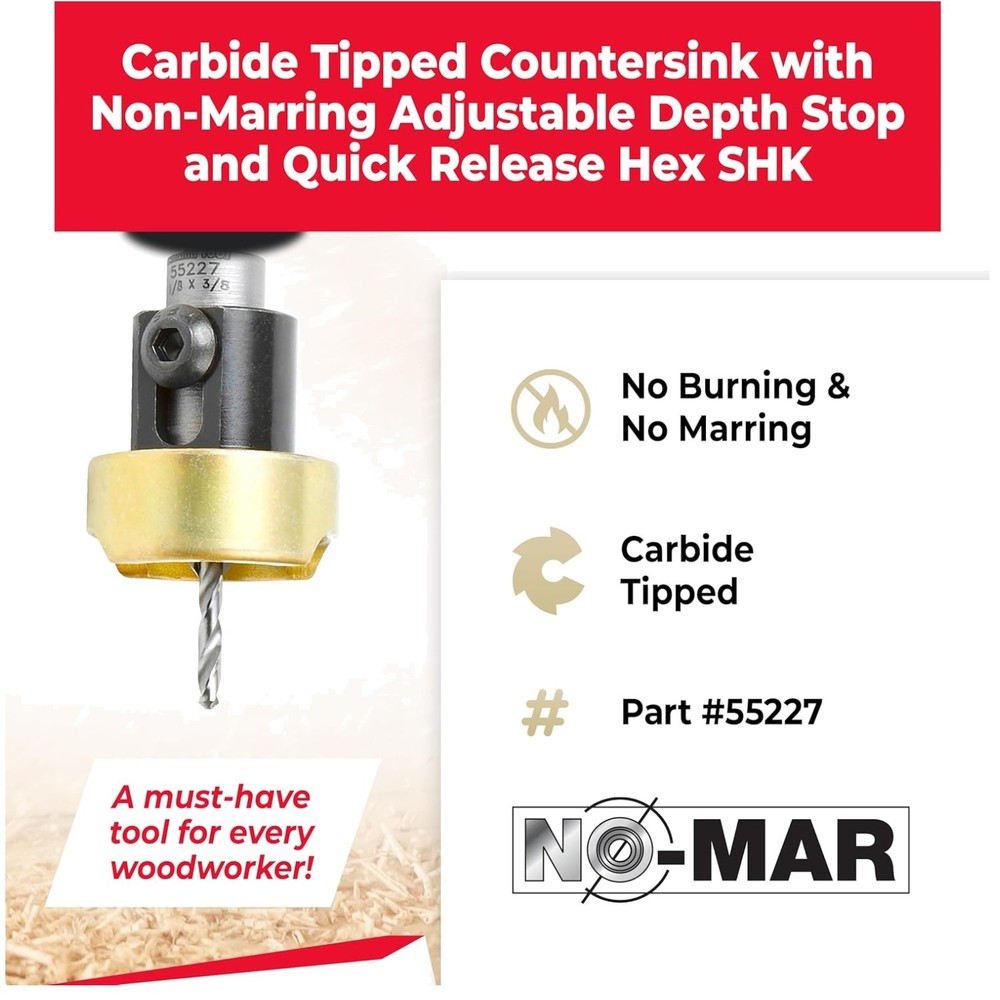 Carbide Tipped Countersink Set with Depth Stop - 4 Pc