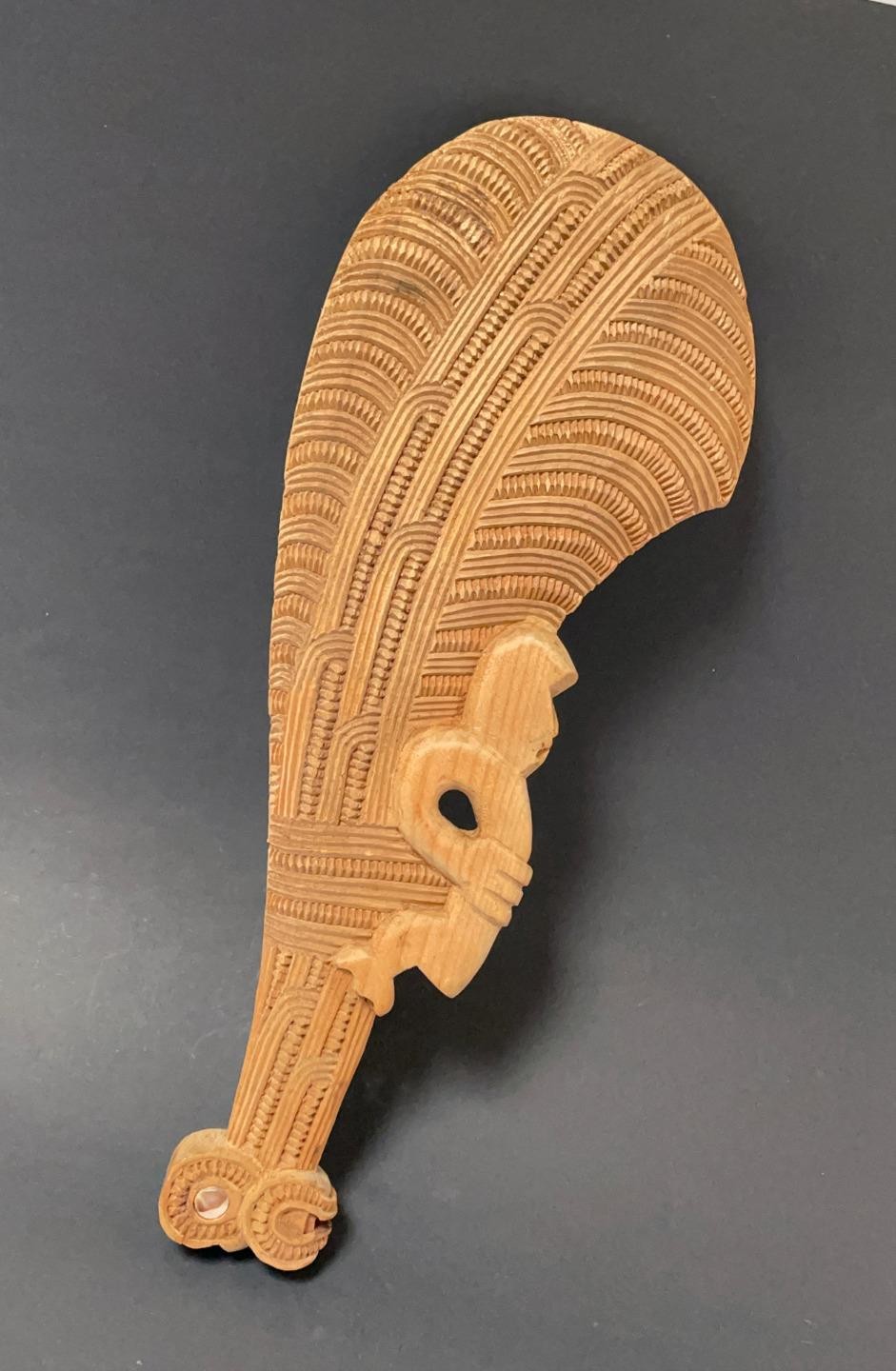 VINTAGE MAORI TIKI HANDCARVED WOODEN PATU WAR CLUB NEW ZEALAND TRIBAL ART