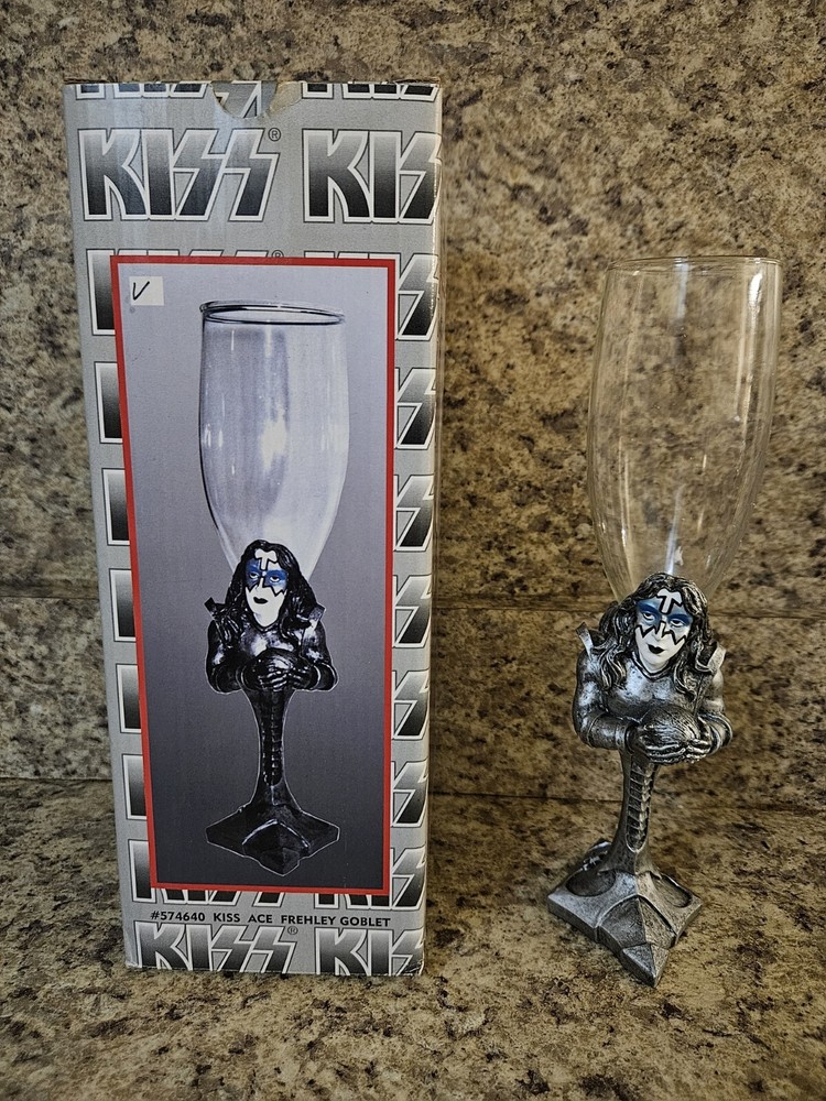 KISS Ace Frehley Goblet Wine Glass Spencer Gifts #574640 Rock Band Collectible
