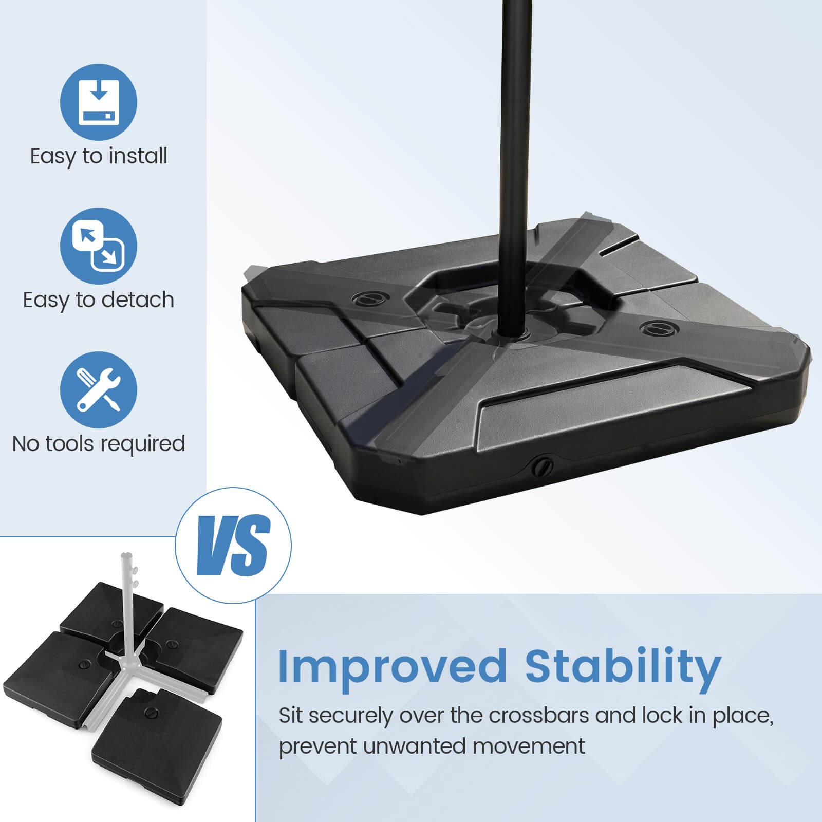 274 LBS Cantilever Patio Umbrella Base w/Handles, Weighted Base for Outdoor