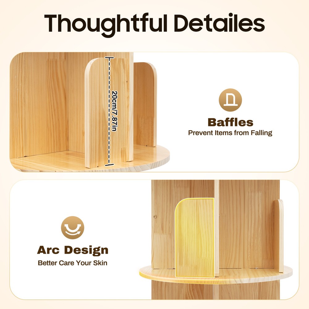 4 Layers Rotating Bookshelf Bookcase Storage Rack Floor Standing Display Holder