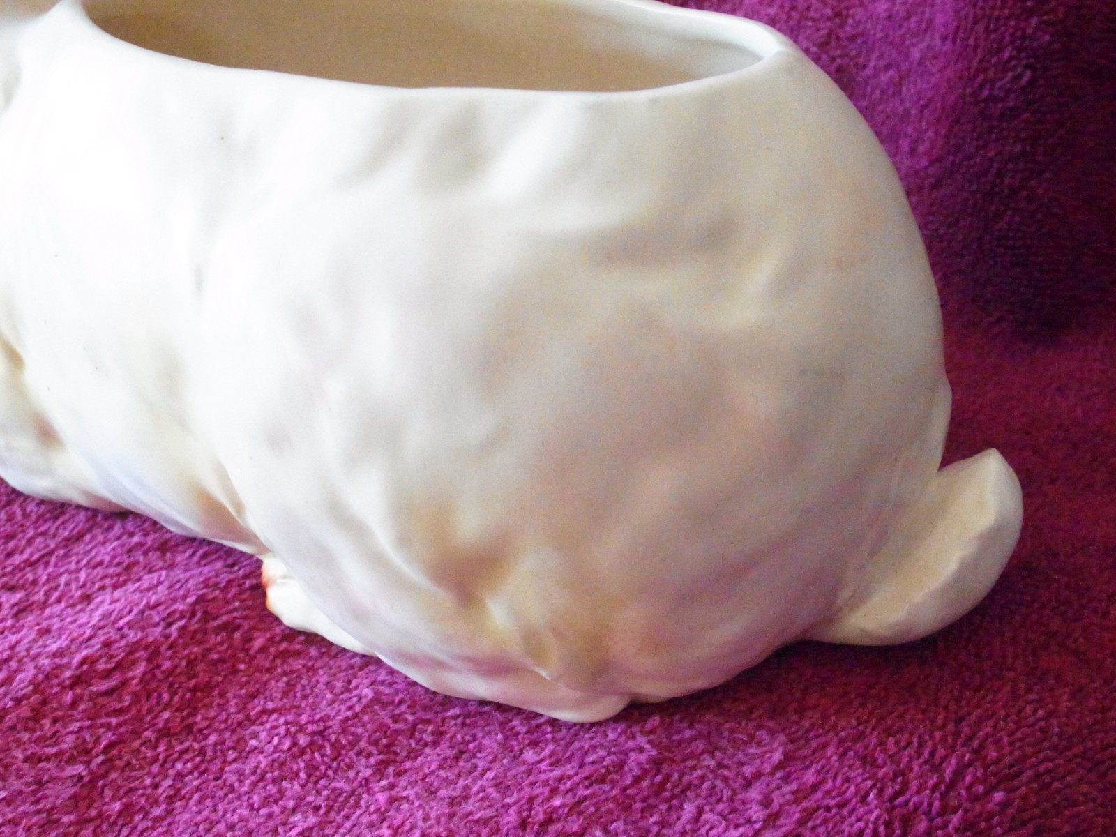 VHTF Vintage Lefton White Bunny Rabbit w/ Pink Eyes 10" Planter-Orig Label-EXC