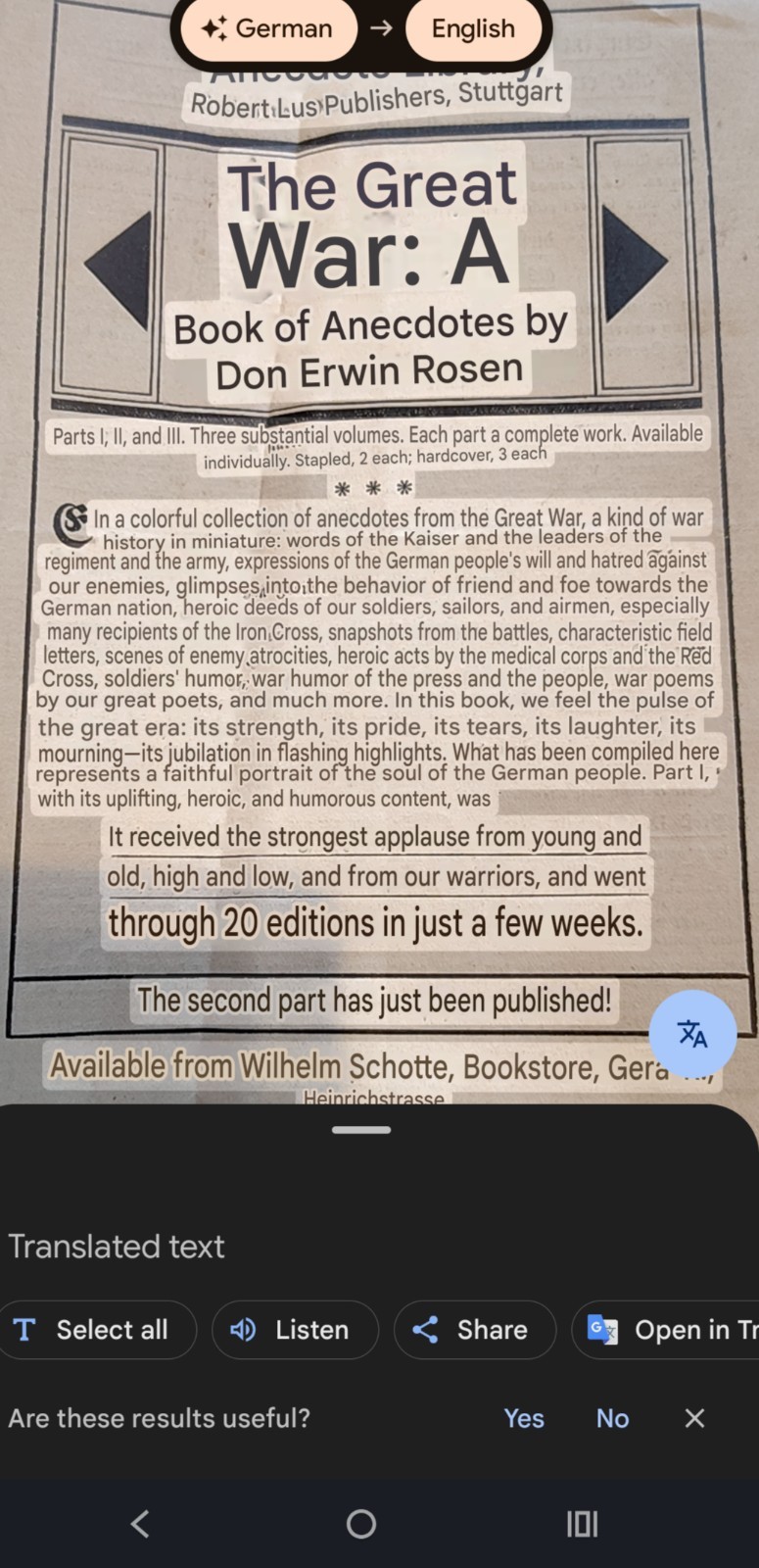 Rare 1914 German Advertisement Flyer "Der große Krieg" The Great War Book Series