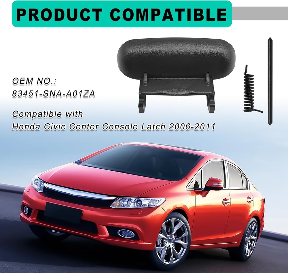 Black Plastic Center Console Latch,Armrest Cover Lid LatchReplacement,Armrest Co