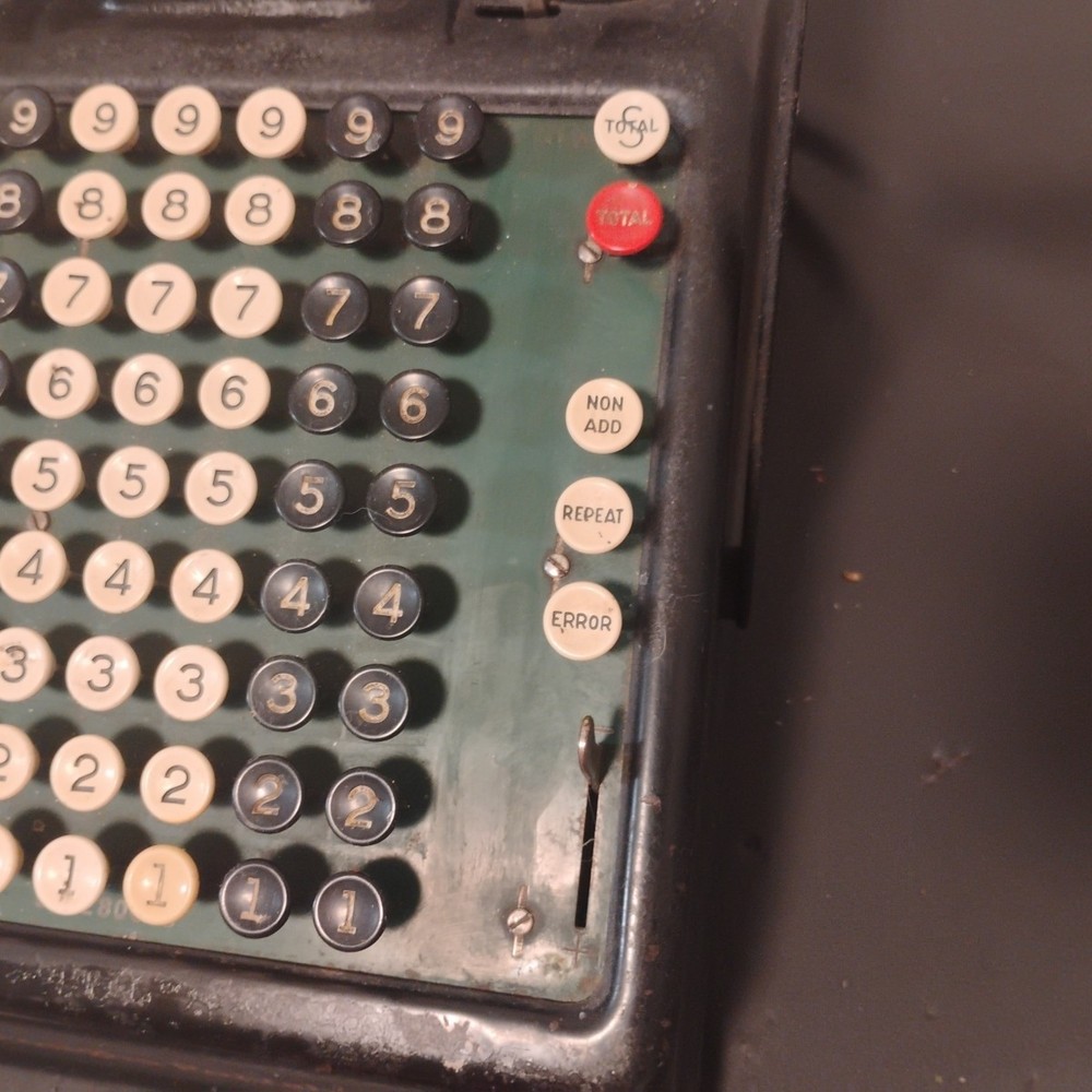 Vtg Burroughs Mechanical Adding Machine W/ Subtract Function. 9-1280608