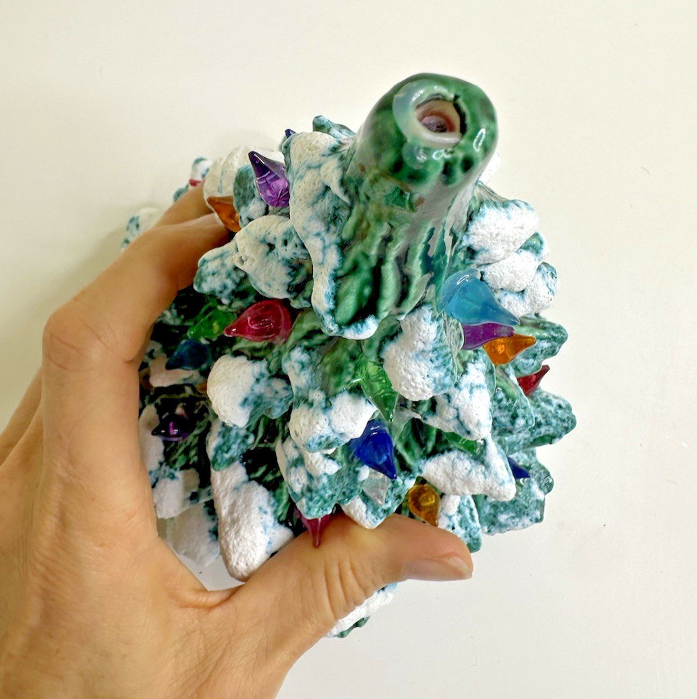 Small Ceramic Christmas Tree 7.5 in Tabletop Frosted