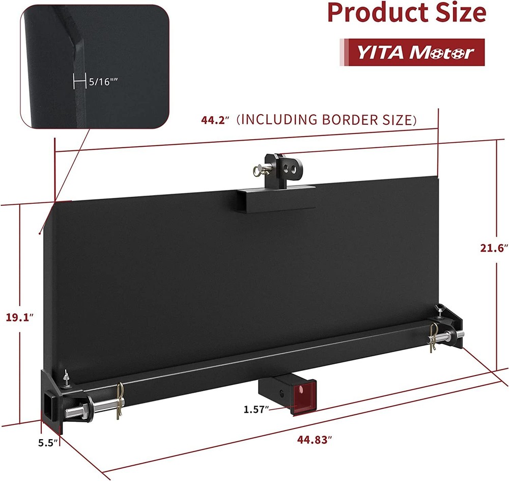 5/16" 2" Receiver Hitch Quick-Attach w/Adjustable Width Plate for Load Tractor