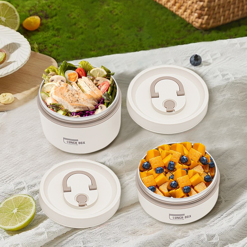 2PCS Stackable Lunch Boxes Lunch Container Set Off-White Food Storage Container