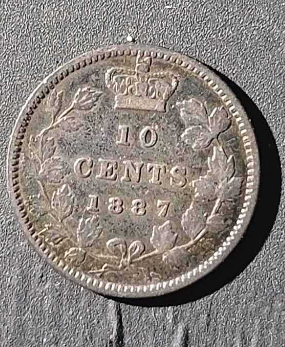 1887 Canada 10 cent silver  - Solid  F/VF    stk#L4