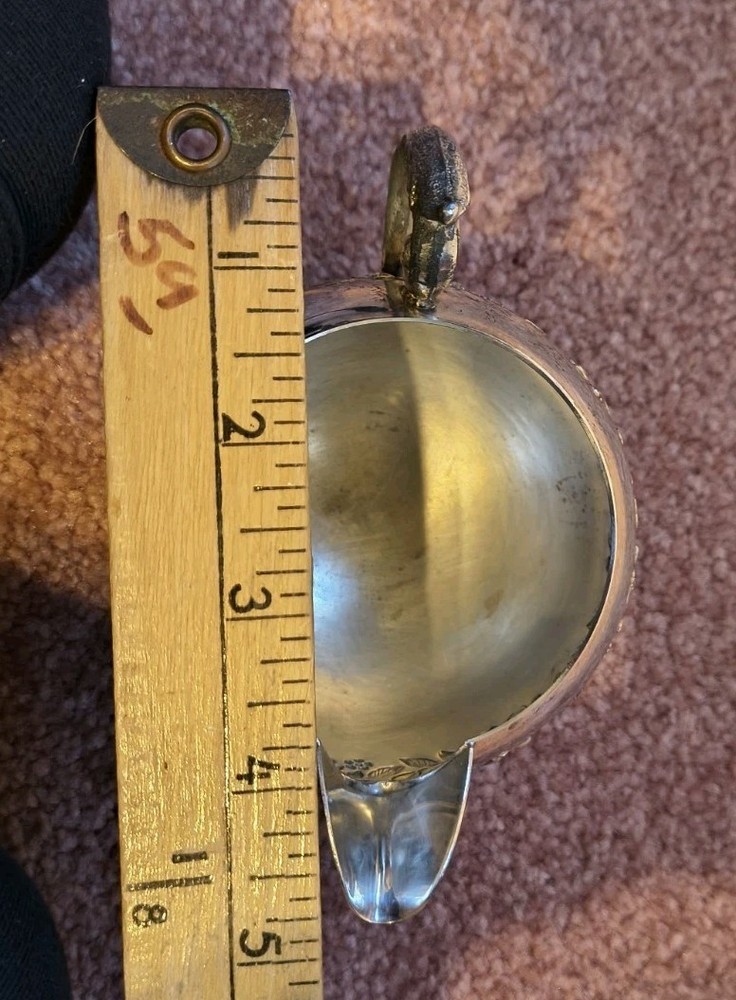 Silver Roses Footed Cream Pitcher with Handle