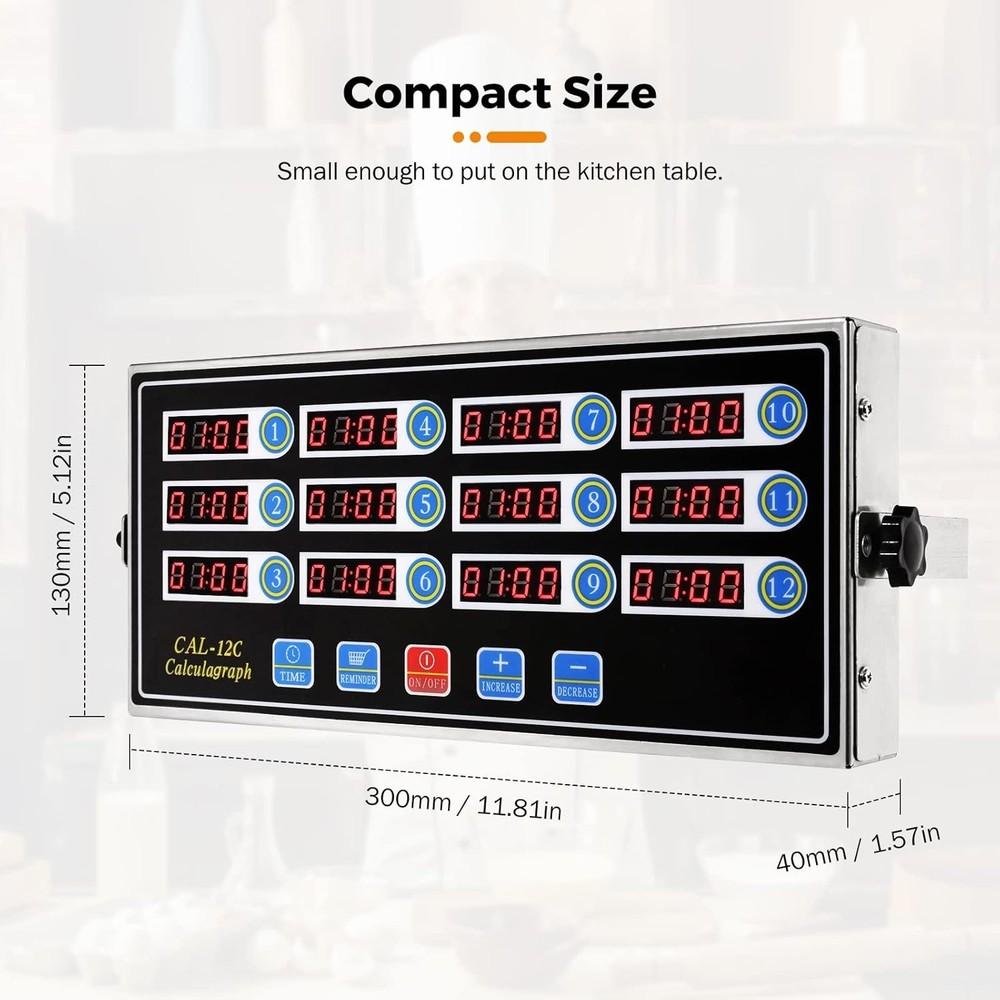 12 Channel Digital Kitchen Timer Loud Alarm for Cooking
