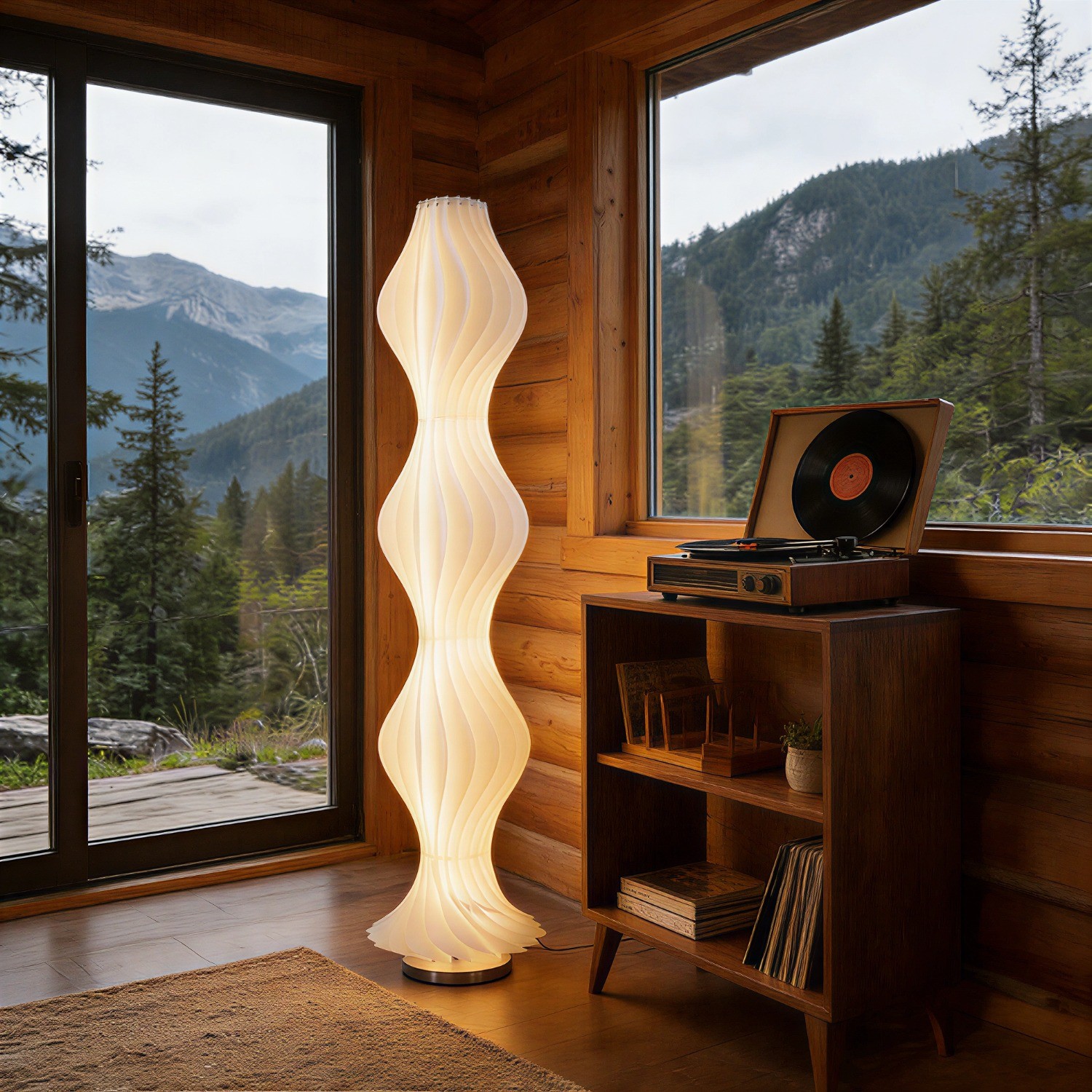 65" Modern Wavy LED Floor Lamp Dimmable Standing Light with Remote Control