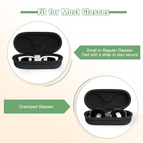 Bukere Sunglasses Case, Shockproof Glasses Case with Secure Strap & Negro -